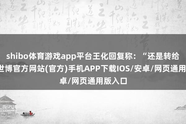 shibo体育游戏app平台王化回复称：“还是转给他们-世博官方网站(官方)手机APP下载IOS/安卓/网页通用版入口