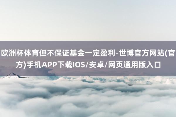 欧洲杯体育但不保证基金一定盈利-世博官方网站(官方)手机APP下载IOS/安卓/网页通用版入口