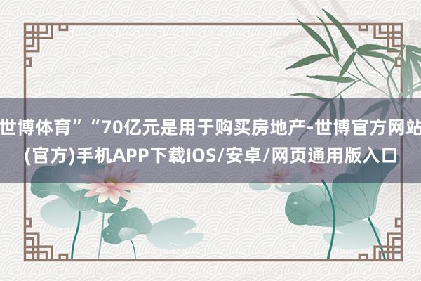 世博体育”“70亿元是用于购买房地产-世博官方网站(官方)手机APP下载IOS/安卓/网页通用版入口